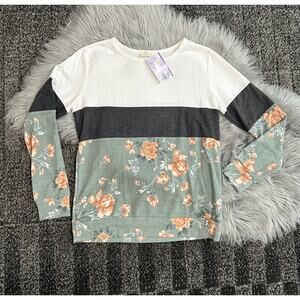 Be Stage Womens Color Block & Floral‎ Top Size Small